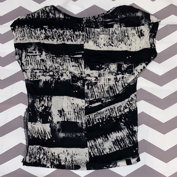 Daytrip Shirt womens small sparkly, striped, see thru, black and grey - Picture 4 of 10